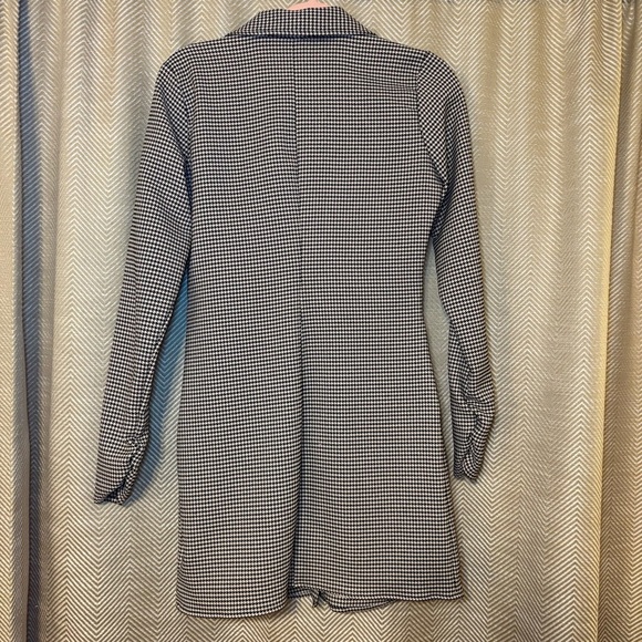 Zara Houndstooth Mini Dress Jacket Womens Size Medium Polyester Button Length 34 - Picture 8 of 8
